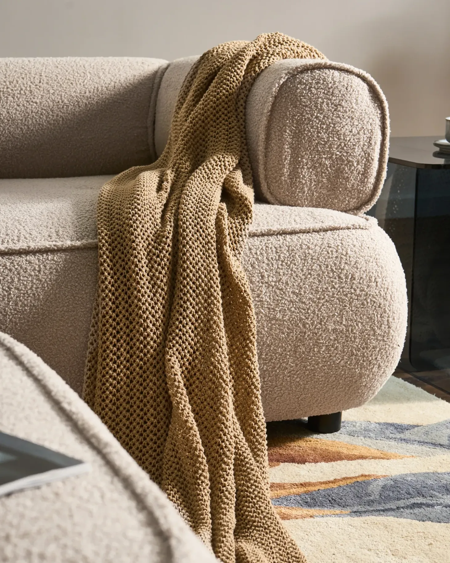 Clearance Sofa dla 3 osób SALLA Boucle Beżowy Sofy Tapicerowane|Kolekcje Sof