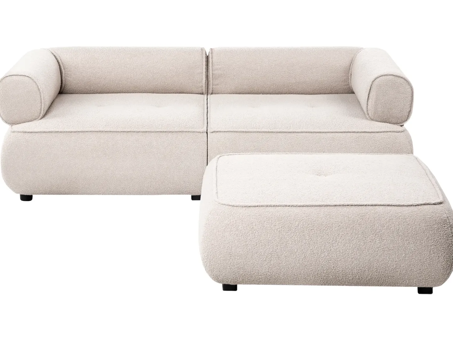 Online Sofa dla 3 osób SALLA Boucle Beżowy z otomaną Sofy Tapicerowane|Kolekcje Sof