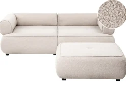 Online Sofa dla 3 osób SALLA Boucle Beżowy z otomaną Sofy Tapicerowane|Kolekcje Sof