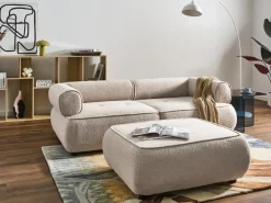 Online Sofa dla 3 osób SALLA Boucle Beżowy z otomaną Sofy Tapicerowane|Kolekcje Sof