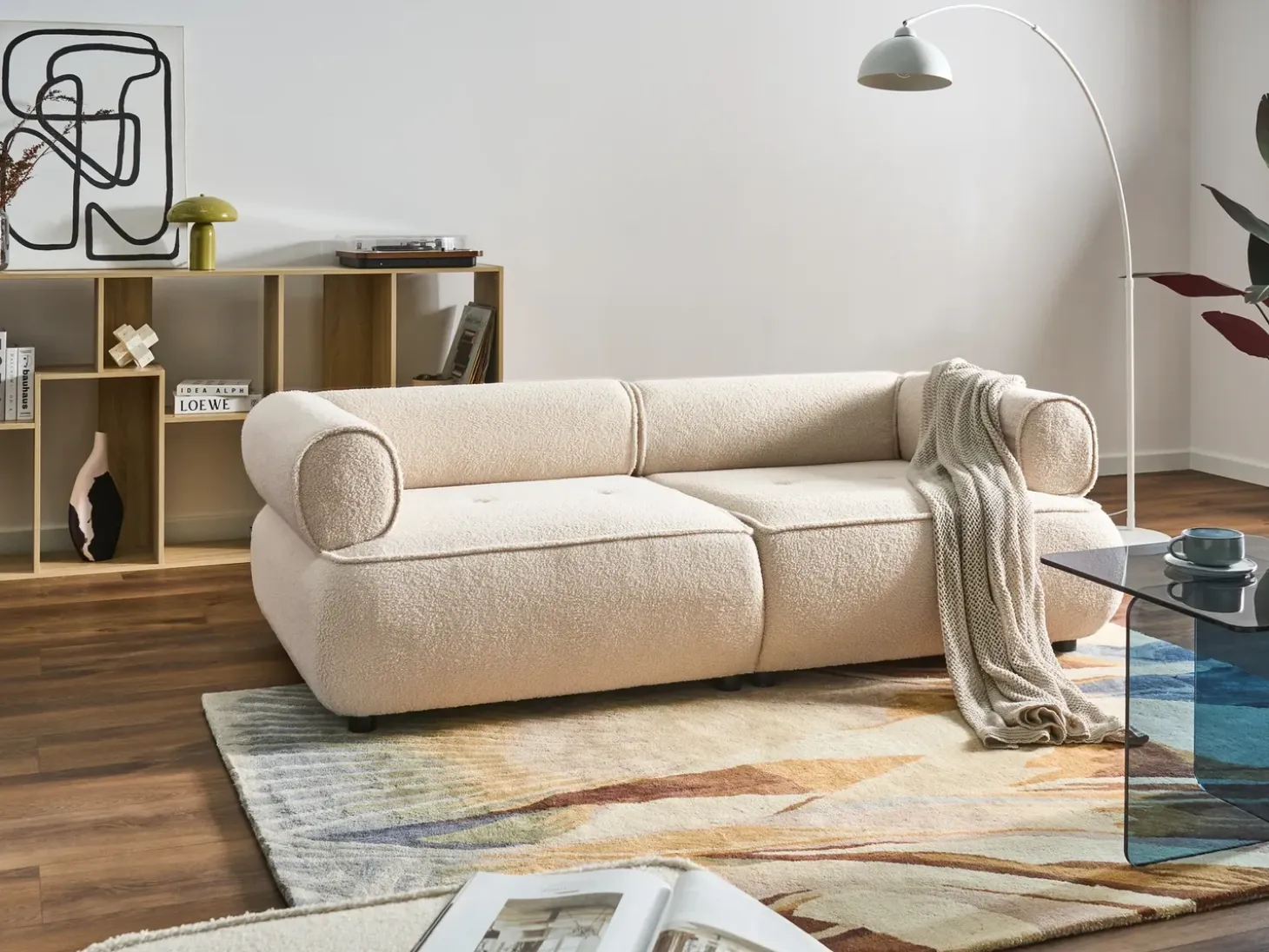 Best Sofa dla 3 osób SALLA Boucle Złamana biel Sofy Tapicerowane|Kolekcje Sof