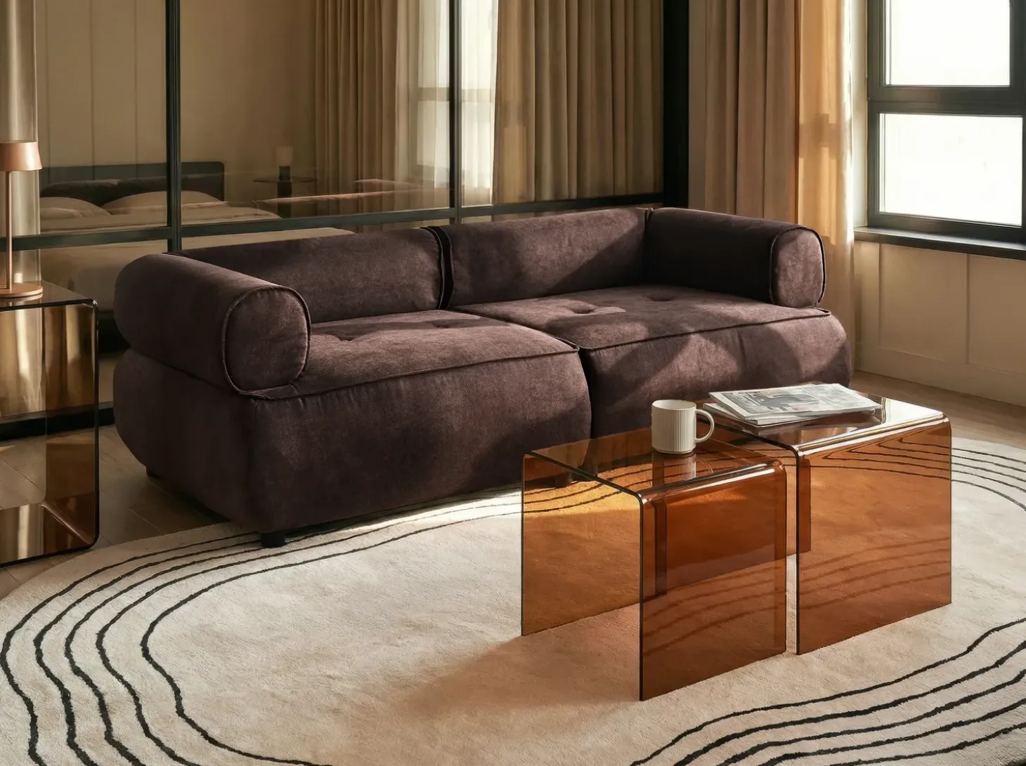 Best Sofa dla 3 osób SALLA Ciemnobrązowy Sofy Tapicerowane|Kolekcje Sof