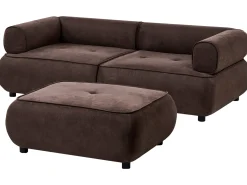 Online Sofa dla 3 osób SALLA Ciemnobrązowy z otomaną Sofy Tapicerowane|Kolekcje Sof