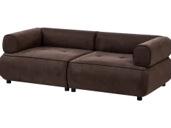 Online Sofa dla 3 osób SALLA Ciemnobrązowy z otomaną Sofy Tapicerowane|Kolekcje Sof