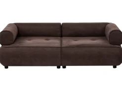 Online Sofa dla 3 osób SALLA Ciemnobrązowy z otomaną Sofy Tapicerowane|Kolekcje Sof