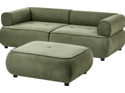 Sale Sofa dla 3 osób SALLA Zielony z otomaną Sofy Tapicerowane|Kolekcje Sof