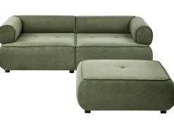 Sale Sofa dla 3 osób SALLA Zielony z otomaną Sofy Tapicerowane|Kolekcje Sof