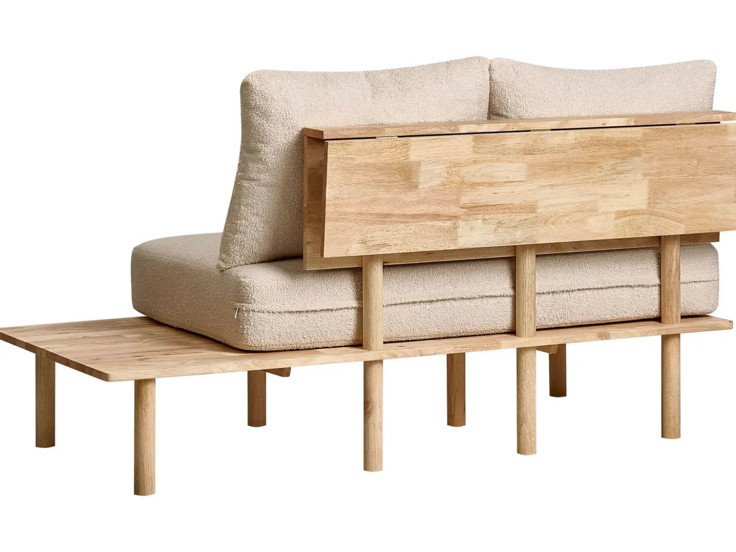 Sale Sofa dla 2 osób SALO Boucle Beżowy ze stolikami Sofy Tapicerowane|Sofy Dwuosobowe