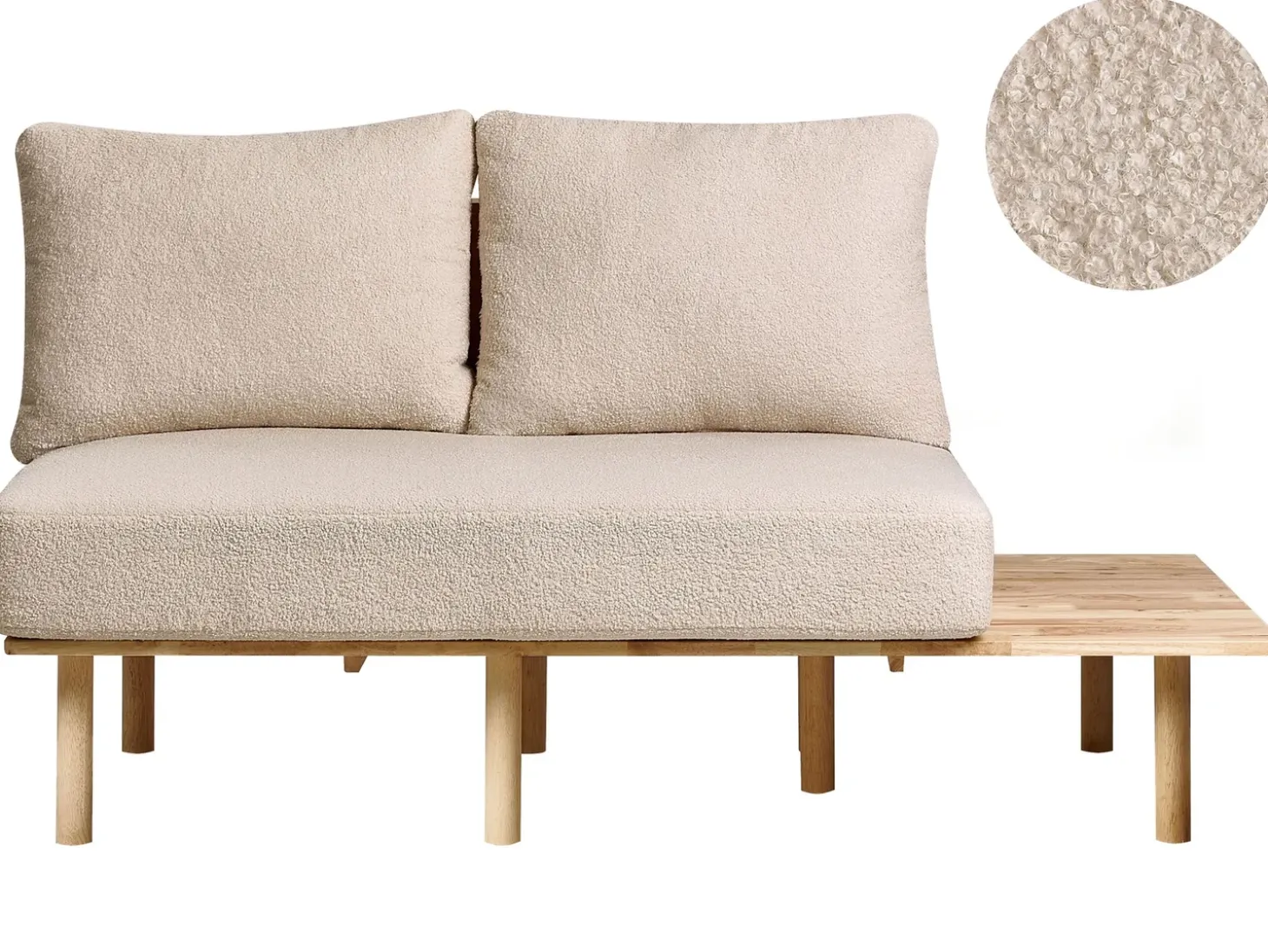 Sale Sofa dla 2 osób SALO Boucle Beżowy ze stolikami Sofy Tapicerowane|Sofy Dwuosobowe
