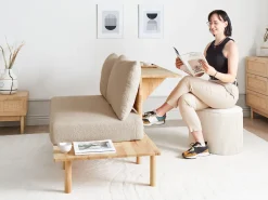 Sale Sofa dla 2 osób SALO Boucle Beżowy ze stolikami Sofy Tapicerowane|Sofy Dwuosobowe
