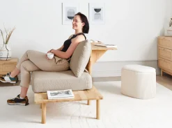 Sale Sofa dla 2 osób SALO Boucle Beżowy ze stolikami Sofy Tapicerowane|Sofy Dwuosobowe