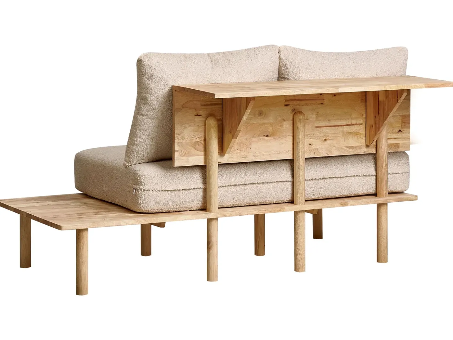 Sale Sofa dla 2 osób SALO Boucle Beżowy ze stolikami Sofy Tapicerowane|Sofy Dwuosobowe