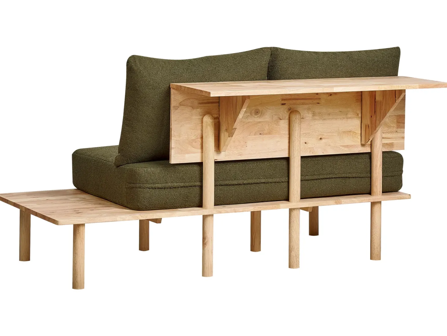 Sofa dla 2 osób SALO Boucle Ciemnozielony ze stolikami Sofy Tapicerowane|Sofy Dwuosobowe
