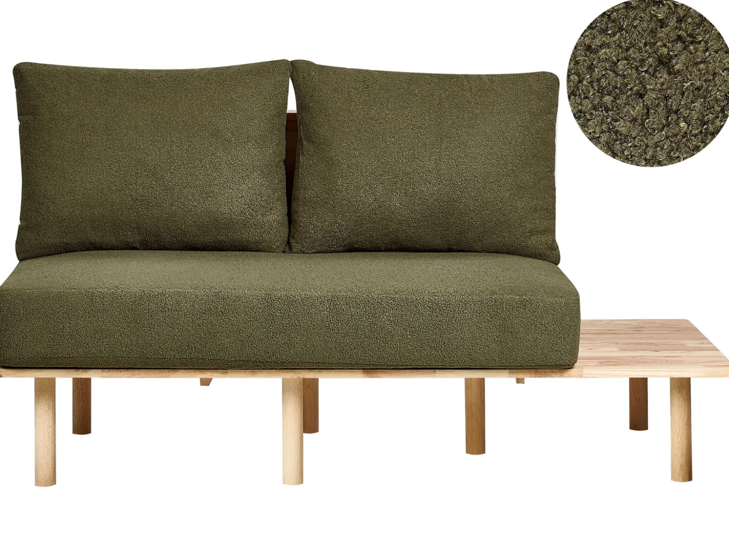 Sofa dla 2 osób SALO Boucle Ciemnozielony ze stolikami Sofy Tapicerowane|Sofy Dwuosobowe