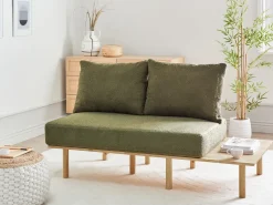 Sofa dla 2 osób SALO Boucle Ciemnozielony ze stolikami Sofy Tapicerowane|Sofy Dwuosobowe