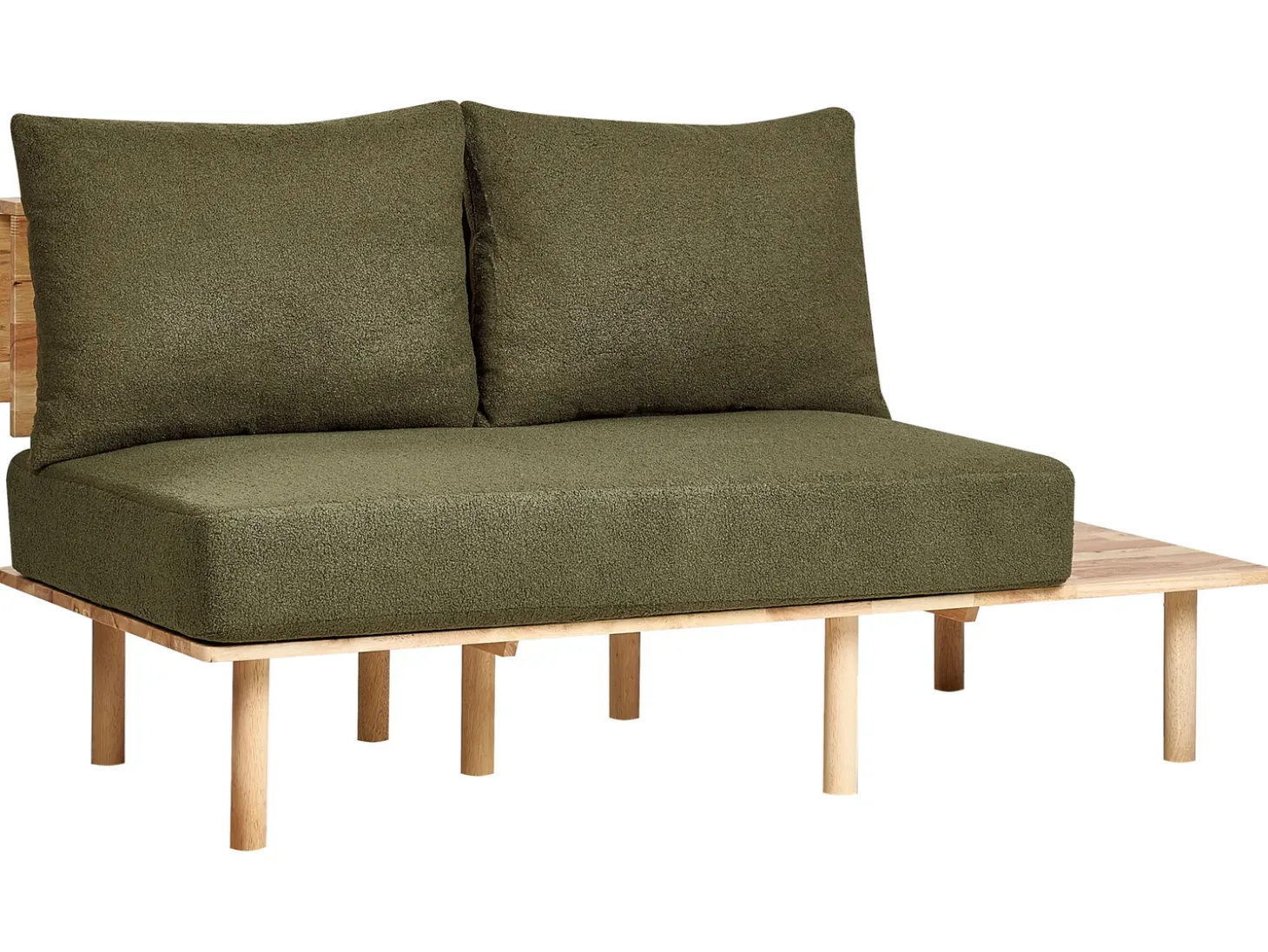 Sofa dla 2 osób SALO Boucle Ciemnozielony ze stolikami Sofy Tapicerowane|Sofy Dwuosobowe