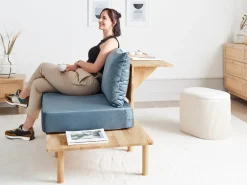 Hot Sofa dla 2 osób SALO Niebieski ze stolikami Sofy Tapicerowane|Sofy Dwuosobowe