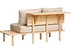 Clearance Sofa dla 2 osób SALO Piaskowy ze stolikami Sofy Tapicerowane|Sofy Dwuosobowe