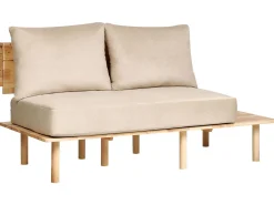 Clearance Sofa dla 2 osób SALO Piaskowy ze stolikami Sofy Tapicerowane|Sofy Dwuosobowe
