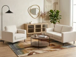 Best Sofa dla 3 osób SAVALEN Boucle Biały Sofy Tapicerowane|Kolekcje Sof
