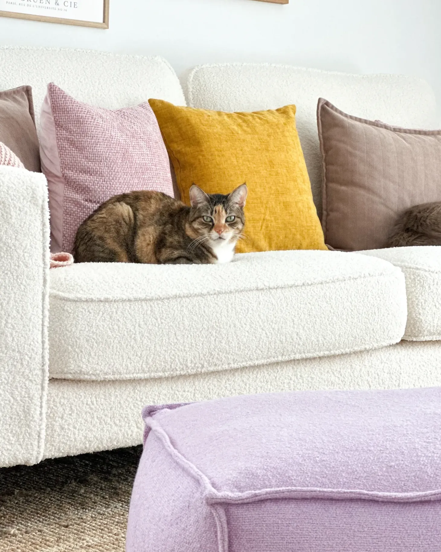 Best Sofa dla 3 osób SAVALEN Boucle Biały Sofy Tapicerowane|Kolekcje Sof