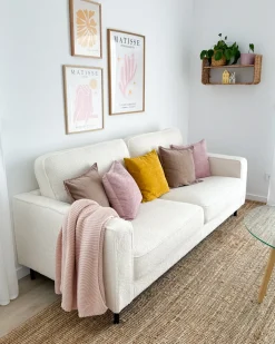Best Sofa dla 3 osób SAVALEN Boucle Biały Sofy Tapicerowane|Kolekcje Sof