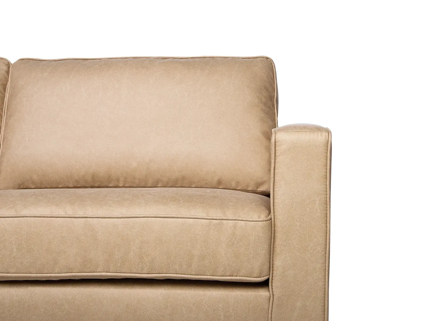 Sofa dla 3 osób SAVALEN Ekoskóra Beżowy Kolekcje Sof|Sofy Skórzane