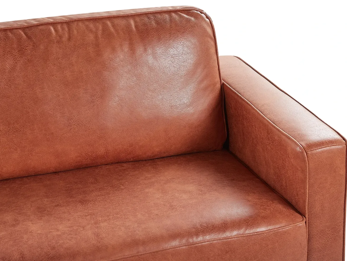 Best Sofa dla 3 osób SAVALEN Ekoskóra Złoty brąz Kolekcje Sof|Sofy Skórzane