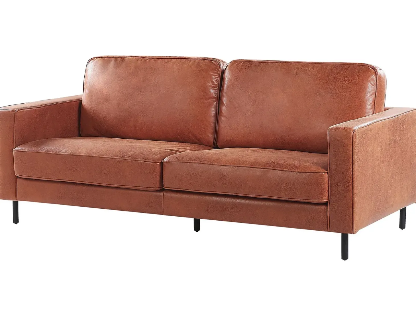 Best Sofa dla 3 osób SAVALEN Ekoskóra Złoty brąz Kolekcje Sof|Sofy Skórzane