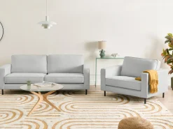 Online Sofa dla 3 osób SAVALEN Jasnoszary Sofy Tapicerowane|Kolekcje Sof