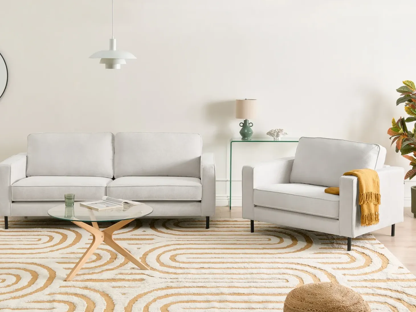Discount Sofa dla 3 osób SAVALEN Złamana biel Sofy Tapicerowane|Kolekcje Sof