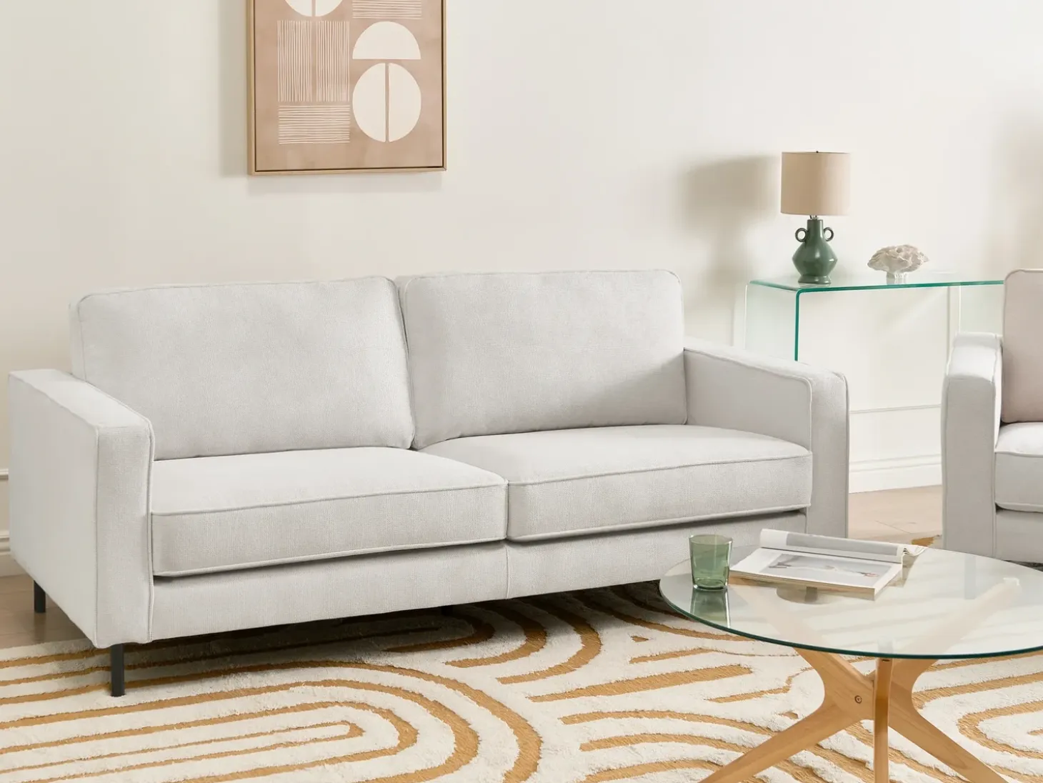 Discount Sofa dla 3 osób SAVALEN Złamana biel Sofy Tapicerowane|Kolekcje Sof