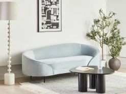 Discount Sofa dla 2 osób SAVAR Welur Błękitny Sofy Tapicerowane|Wszystkie Sofy
