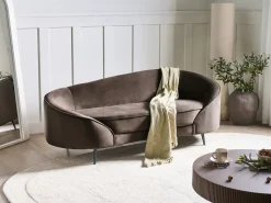 Clearance Sofa dla 2 osób SAVAR Welur Ciemnobrązowy Sofy Tapicerowane|Wszystkie Sofy