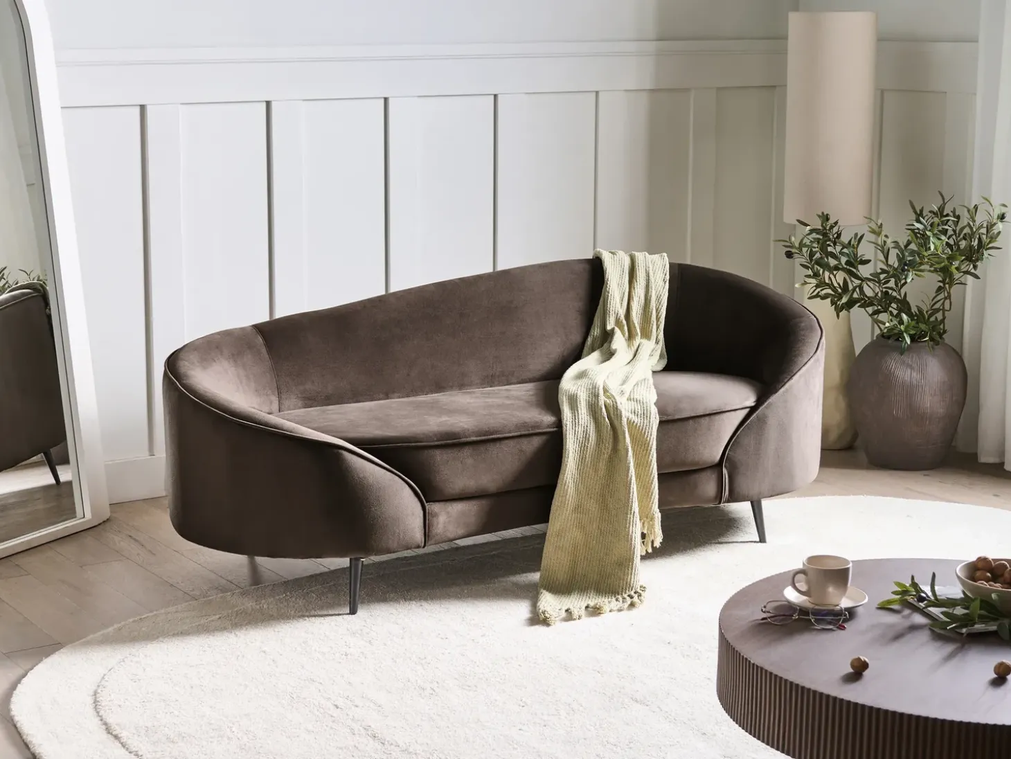 Clearance Sofa dla 2 osób SAVAR Welur Ciemnobrązowy Sofy Tapicerowane|Wszystkie Sofy