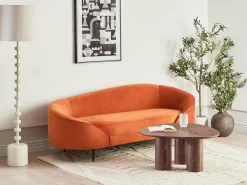 Hot Sofa dla 2 osób SAVAR Welur Pomarańczowy Sofy Tapicerowane|Wszystkie Sofy