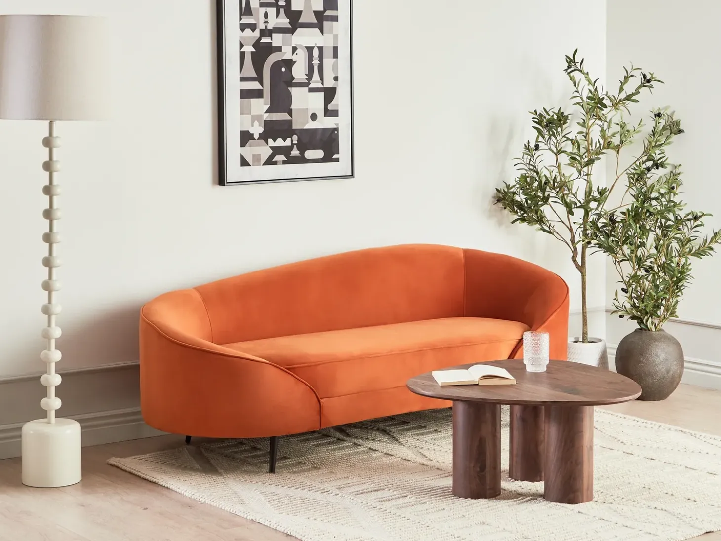 Hot Sofa dla 2 osób SAVAR Welur Pomarańczowy Sofy Tapicerowane|Wszystkie Sofy