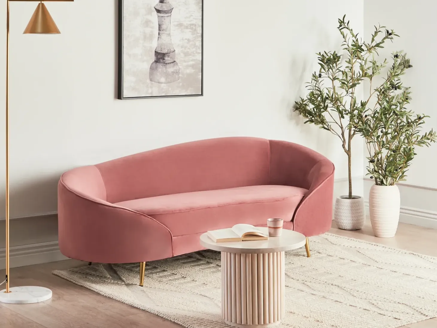 Online Sofa dla 2 osób SAVAR Welur Różowy Sofy Tapicerowane|Wszystkie Sofy