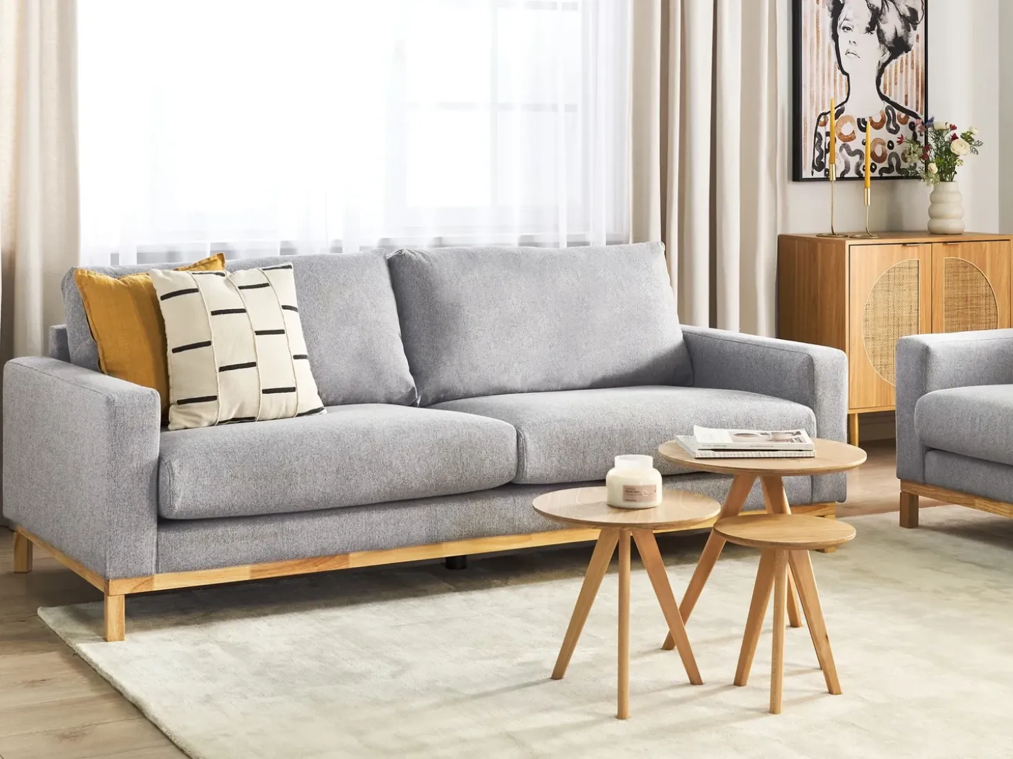 Clearance Sofa dla 3 osób SIGGARD Szary Sofy Tapicerowane|Kolekcje Sof