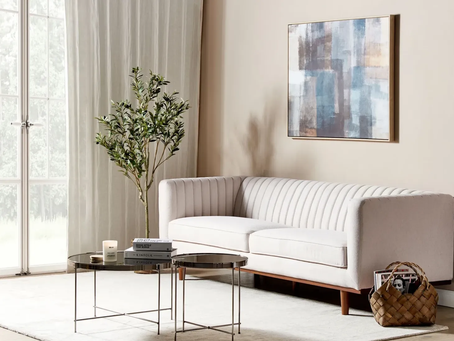Best Sofa dla 3 osób SKAULE Beżowy Sofy Tapicerowane|Wszystkie Sofy