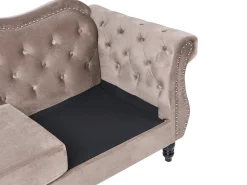 Online Sofa dla 3 osób SKIEN Welur Beżowoszary Sofy Tapicerowane|Kolekcje Sof