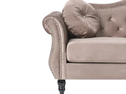 Online Sofa dla 3 osób SKIEN Welur Beżowoszary Sofy Tapicerowane|Kolekcje Sof
