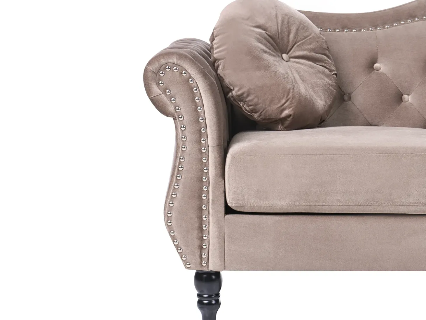 Online Sofa dla 3 osób SKIEN Welur Beżowoszary Sofy Tapicerowane|Kolekcje Sof