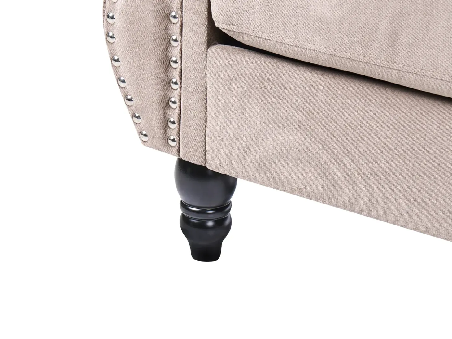 Online Sofa dla 3 osób SKIEN Welur Beżowoszary Sofy Tapicerowane|Kolekcje Sof