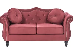 Hot Sofa dla 2 osób SKIEN Welur Bordowy Sofy Tapicerowane|Sofy Dwuosobowe