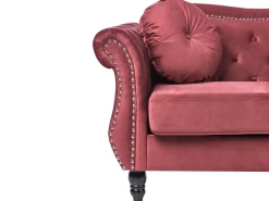 Hot Sofa dla 2 osób SKIEN Welur Bordowy Sofy Tapicerowane|Sofy Dwuosobowe