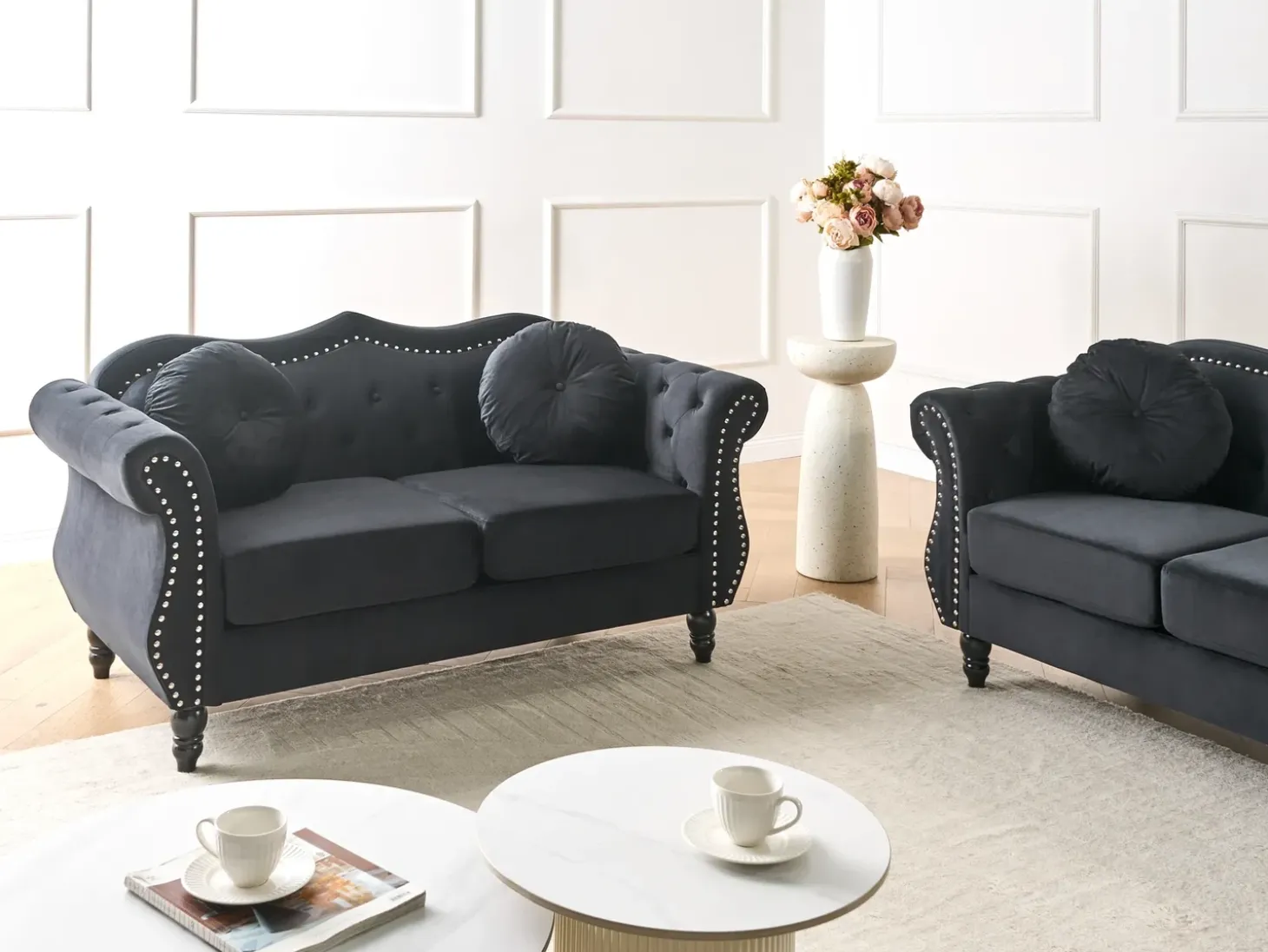 Online Sofa dla 2 osób SKIEN Welur Sofy Tapicerowane|Sofy Dwuosobowe