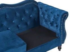 Outlet Sofa dla 2 osób SKIEN Welur Granatowy Sofy Tapicerowane|Sofy Dwuosobowe