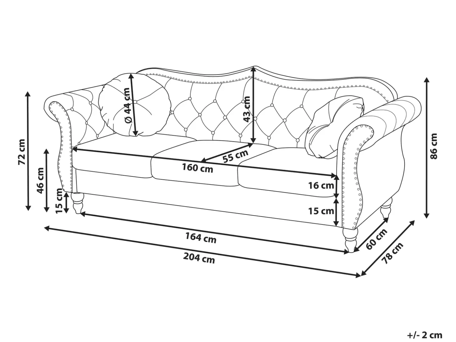 Clearance Sofa dla 3 osób SKIEN Welur Granatowy Sofy Tapicerowane|Kolekcje Sof
