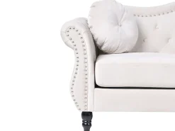 New Sofa dla 2 osób SKIEN Welur Jasnobeżowy Sofy Tapicerowane|Sofy Dwuosobowe